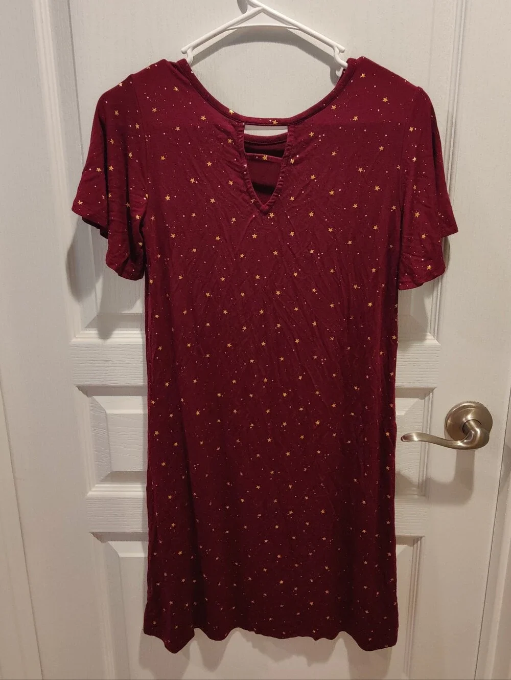 Old Navy Burgundy Gold Stars Dress